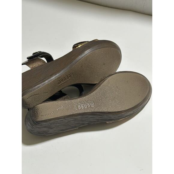 Munro American Womens Brown Golden Bronze Metallic Leather Ankle Strap Sandals 8 - Picture 7 of 9